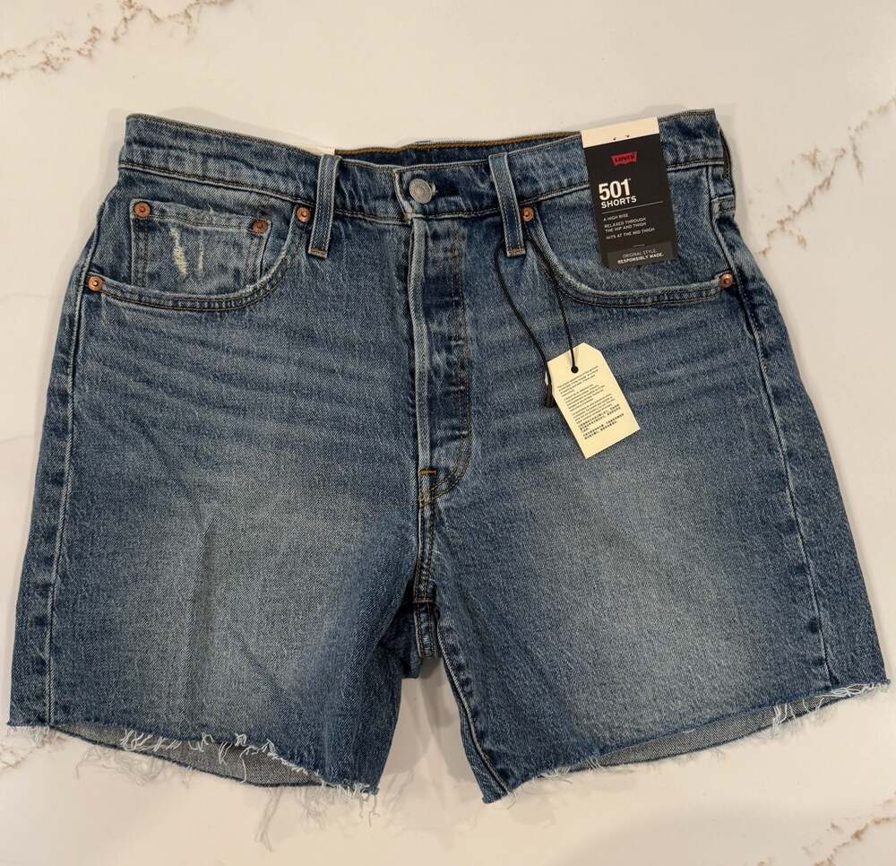 Levi's Premium 501 Original High Rise Relaxed Fit Raw Hem Shorts
